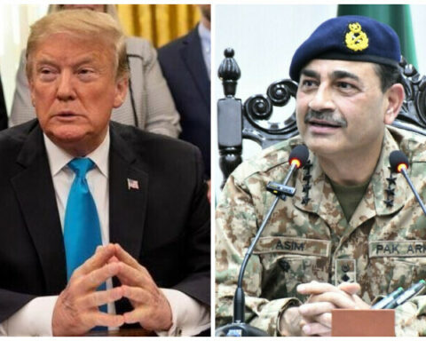 Collage of COAS Field Marshal Munir [L] and US President Donald Trump. — ISPR/AFP