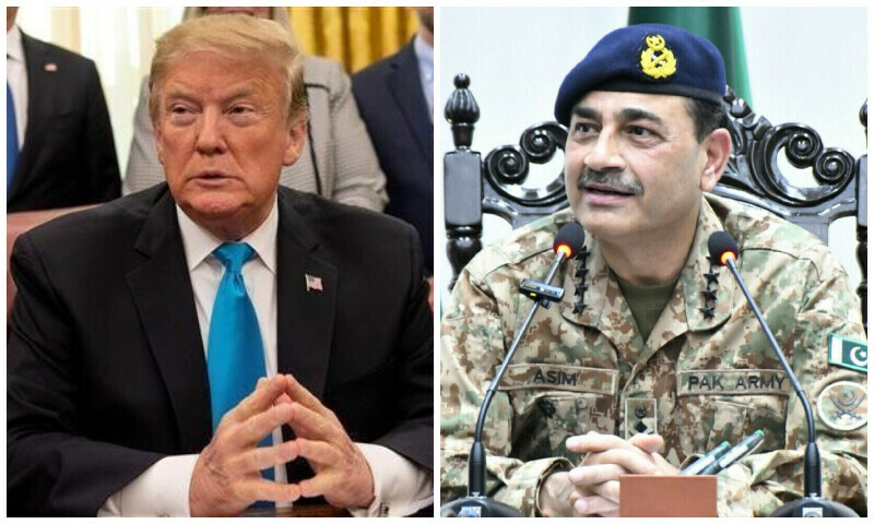 Collage of COAS Field Marshal Munir [L] and US President Donald Trump. — ISPR/AFP