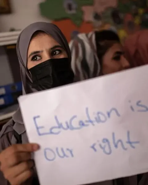 Taliban rule girl education ban protest in Afghanistan