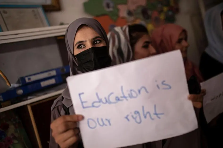 Taliban rule girl education ban protest in Afghanistan