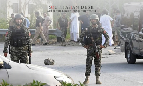 Security checkpoint in Khyber Pakhtunkhwa, site of recent militant clashes, where 5 security men martyred
