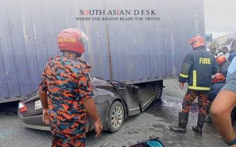 A horrific scene after an accident in Cumilla