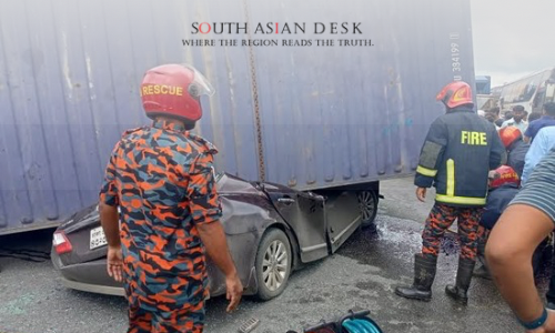 A horrific scene after an accident in Cumilla