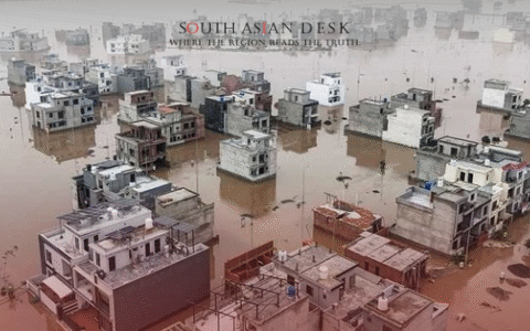 Pakistan flood victims in Aerial view