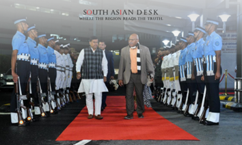 Fiji PM Sitiveni Rabuka arrives in New Delhi, greeted by Union Minister Sukanta Majumdar, August 2025.