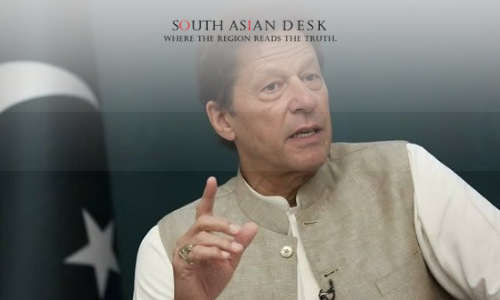 Imran khan pointing his finger during a media talk