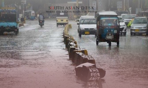 Rain on the Karachi Roads with Ongoing traffic