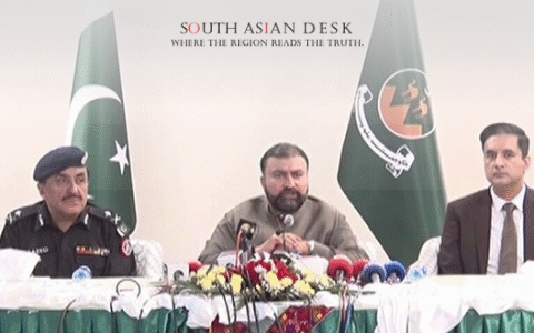 3 Pakistani government and police officials address a press conference in South Asia, highlighting balochistan Terror Attack