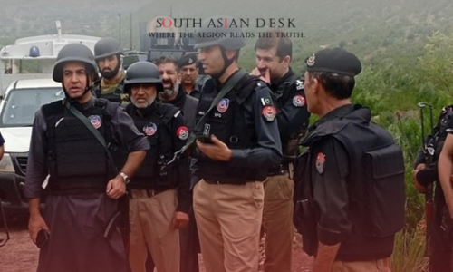 Kohat police during a search operation following the Kohat shootout on August 30, 2025, in Darmalak, Khyber Pakhtunkhwa.