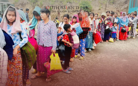 Myanmar refugees in Mizoram participate in biometric enrollment at a government centre in August 2025.