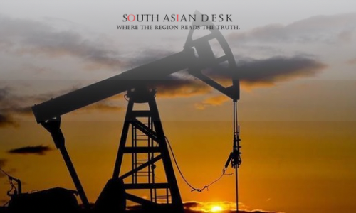 A ground view of an oil refinery