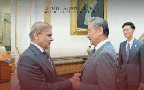 A photo of PM Shehbaz Sharif meeting Chinese officials SCO Summit 2025.