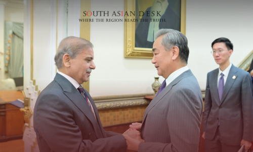 A photo of PM Shehbaz Sharif meeting Chinese officials SCO Summit 2025.