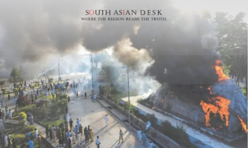 Riots symbolising the Faisalabad ATC’s sentencing of PTI leaders in the May 9 case.