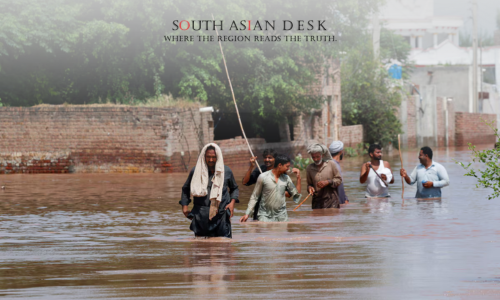 Flooded streets in Qadirabad, Punjab, Pakistan, as people evacuated on August 28, 2025.