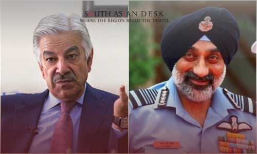 Indian Air Chief Claims of Downing 6 Pakistani Aircraft Spark Fury 1 A picture of Indian Air Chief Claims about Pakistan and on the Right Khuwaja Asif Sitting on a Chair.