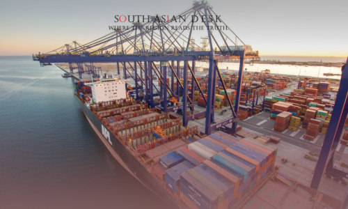 An aerial view of busy Bangladeshi Port as Bangladesh exports surge