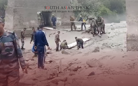 Various Indian Army Soldiers Picking Flat Planks after Uttarkashi Cloudburst