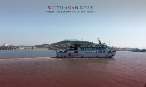 A passenger boat depicting as Pakistan-Iraq Ferry Service