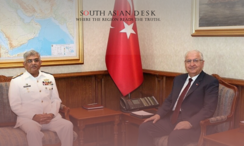 Pakistan and Turkiye's military officials sitting in a meeting for Naval Award