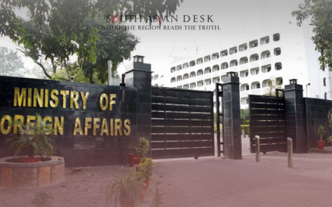 A view from outside of Ministry of Foreign Affairs after the clarification on Ukraine conflict