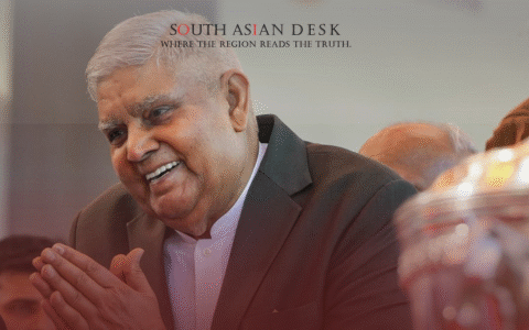 A man with white hairs smiling possibly a new vice president of India