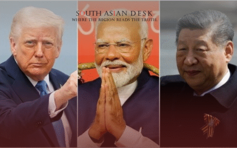 Trump, Modi, and Xi in a picture, depicting Modi US China Stalemate