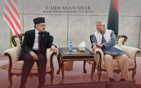 Two Prime Ministers, Yunus and Anwar, Sitting on a Chair during the Bangladesh-Malaysia Relations Talks