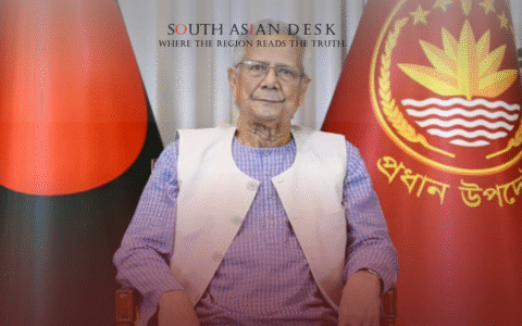 Yunus Sitting in a meeting about Bangladesh Election Security