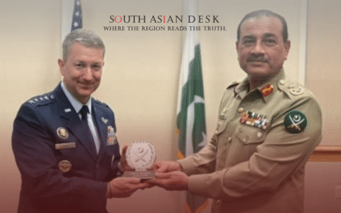 During Coas Munir US Visit with US General in Military Uniforms Holding a Trophy