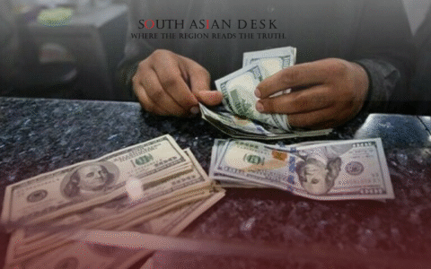 A man counting US dollars depicting currency crisis of Pakistan