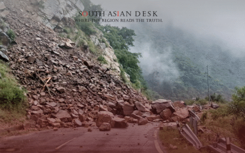 A glimpse of land sliding after Cloundburst in Uttarkashi