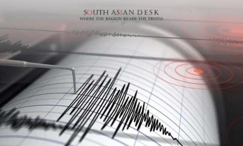 A visual graphic of 5.2 magnitude earthquake reading on a paper
