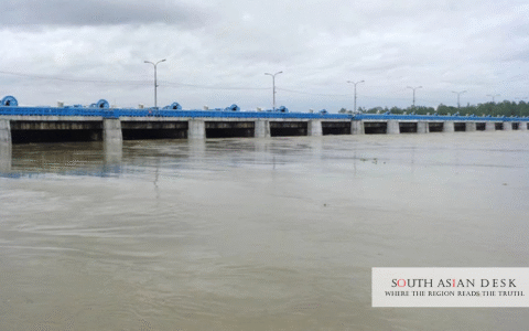Teesta Barrage overflooded as seen in the picture
