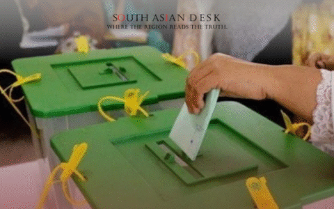 A flooded polling station in Punjab, Pakistan, illustrating the postponement of ECP by-elections due to monsoon floods, September 2025.
