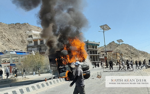 India Protests Ladakh can be seen in the picture