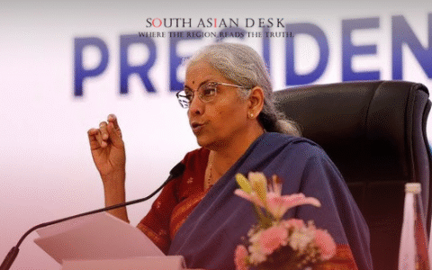 Indian Finance Minister Nirmala Sitharaman speaks at a press conference about US tariffs on Indian exports, September 2025.