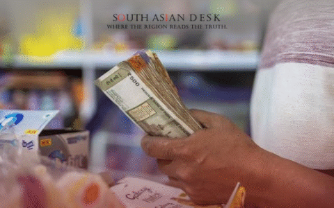 Indian rupee notes in a shop in New Delhi, reflecting the currency’s record low against the US dollar, September 2025.