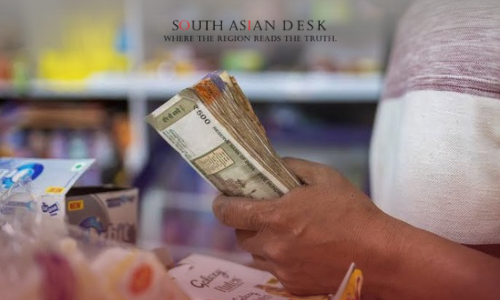 Indian rupee notes in a shop in New Delhi, reflecting the currency’s record low against the US dollar, September 2025.