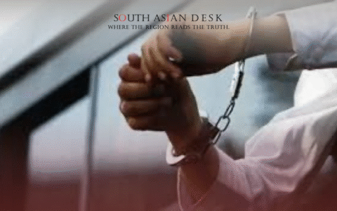 A person wearing Handcuffs linked to workplace harassment in the Karachi school case.