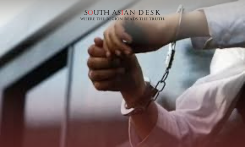 A person wearing Handcuffs linked to workplace harassment in the Karachi school case.