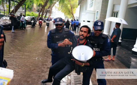 Maldives New Law 2025 ignites a protest, as seen in the picture