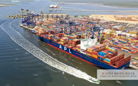 A ship in bay area after Port Qasim World Bank Ranking announced for Ship Handling
