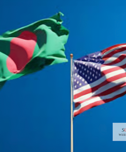 US and Bangla's Flags depicting US Bangladesh Relations