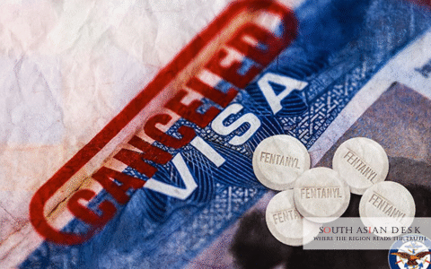 Visa Revoked Stamp shown in the picture for Fentanyl Business Dealers