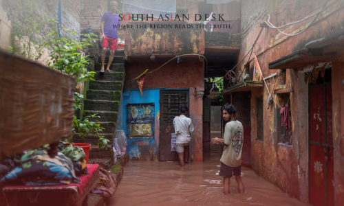 Floodwaters from the Yamuna River inundate low-lying areas in Delhi after breaching the danger mark in September 2025.