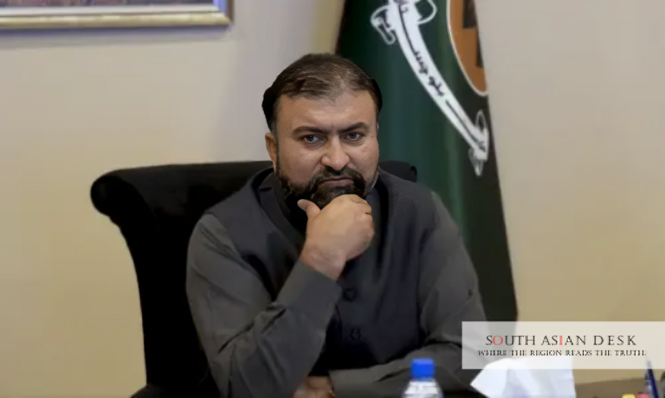 Balochistan's CM sitting in a Press Conference during the announcement of ATA Amendment 2025