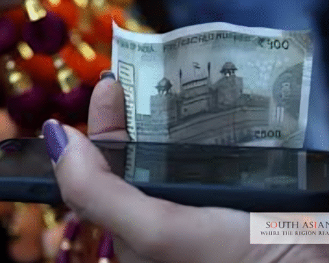 Indian Rupee Low depicted by Indian currency
