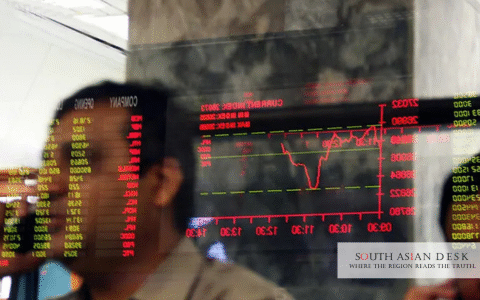 PSX Under Pressure as screens show red graph