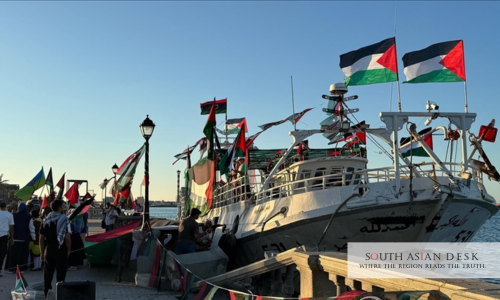 Pakistan Flotilla Citizens Return as picture taken of their ship before detention